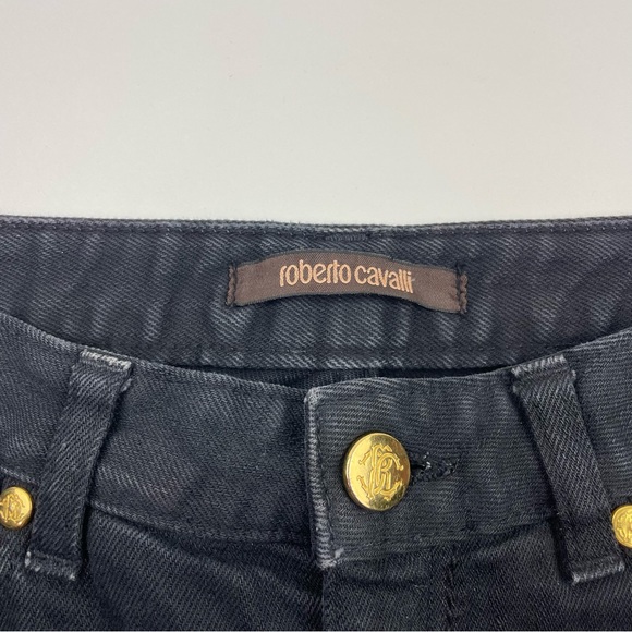 Roberto Cavalli Women's Black Mid Rise Bootcut Flared Pant Jean Stretch 38 US 2 - Picture 5 of 12